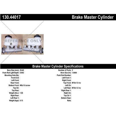 New Master Cylinder by CENTRIC PARTS - 130.44017 pa1