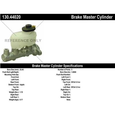New Master Cylinder by CENTRIC PARTS - 130.44020 pa1