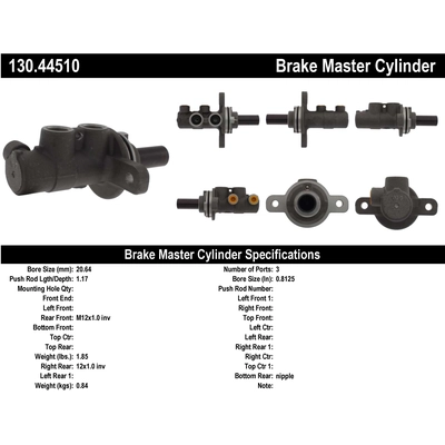 New Master Cylinder by CENTRIC PARTS - 130.44510 pa3