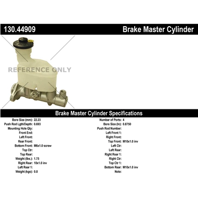 New Master Cylinder by CENTRIC PARTS - 130.44909 pa1