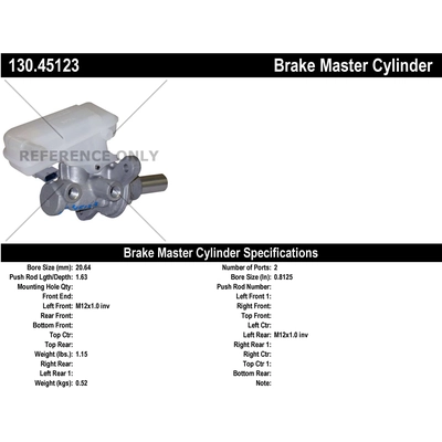 New Master Cylinder by CENTRIC PARTS - 130.45123 pa1