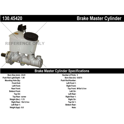 New Master Cylinder by CENTRIC PARTS - 130.45420 pa1