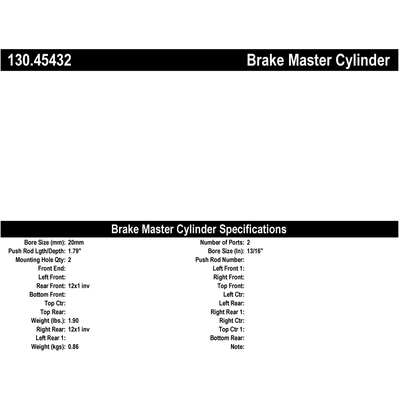 New Master Cylinder by CENTRIC PARTS - 130.45432 pa1