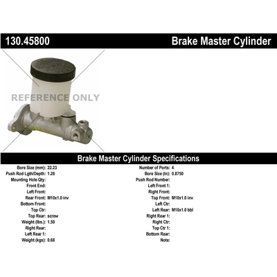 Ma�tre-cylindre neuf by CENTRIC PARTS - 130.45800 pa1