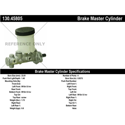 New Master Cylinder by CENTRIC PARTS - 130.45805 pa1
