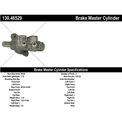 New Master Cylinder by CENTRIC PARTS - 130.46529 pa1