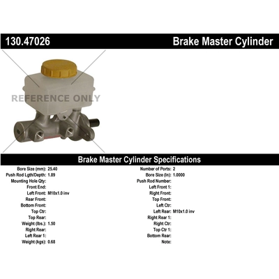 New Master Cylinder by CENTRIC PARTS - 130.47026 pa1
