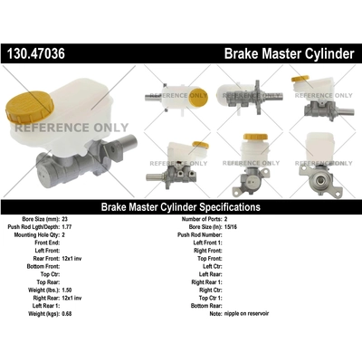 New Master Cylinder by CENTRIC PARTS - 130.47036 pa1
