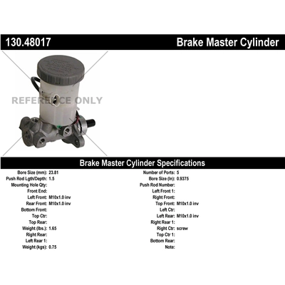 New Master Cylinder by CENTRIC PARTS - 130.48017 pa1