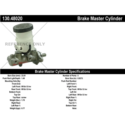 New Master Cylinder by CENTRIC PARTS - 130.48020 pa1