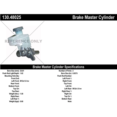 New Master Cylinder by CENTRIC PARTS - 130.48025 pa1