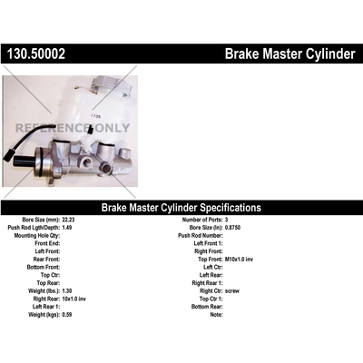 New Master Cylinder by CENTRIC PARTS - 130.50002 pa1