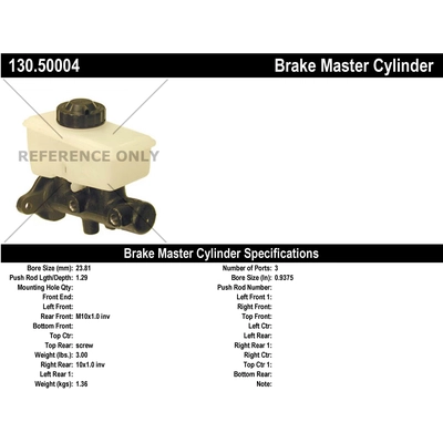 New Master Cylinder by CENTRIC PARTS - 130.50004 pa1