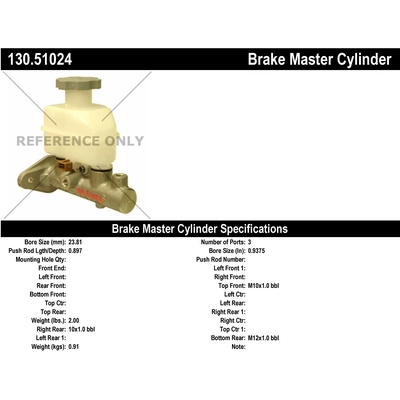 New Master Cylinder by CENTRIC PARTS - 130.51024 pa1
