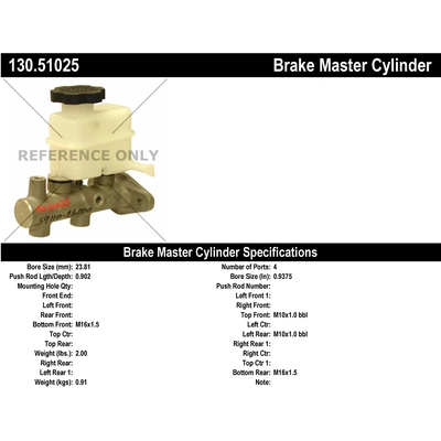 New Master Cylinder by CENTRIC PARTS - 130.51025 pa1