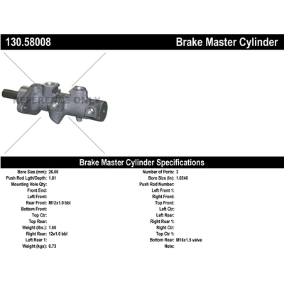 Maître-cylindre neuf par CENTRIC PARTS - 130.58008 pa1