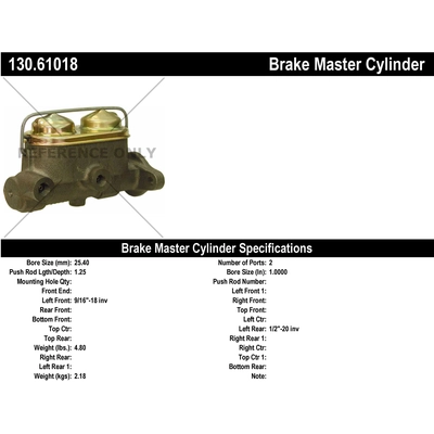 CENTRIC PARTS - 130.61018 - Brake Master Cylinder pa1