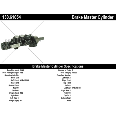 New Master Cylinder by CENTRIC PARTS - 130.61054 pa1