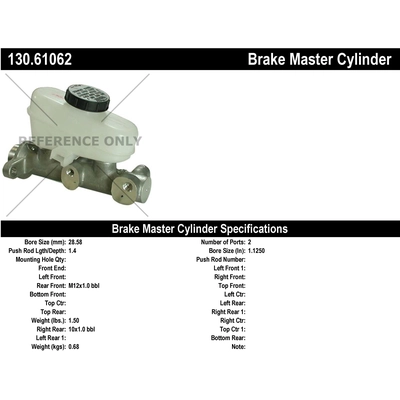 New Master Cylinder by CENTRIC PARTS - 130.61062 pa1