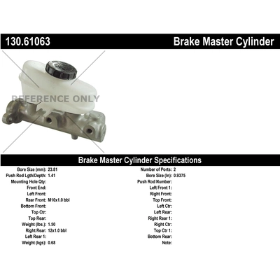 New Master Cylinder by CENTRIC PARTS - 130.61063 pa1