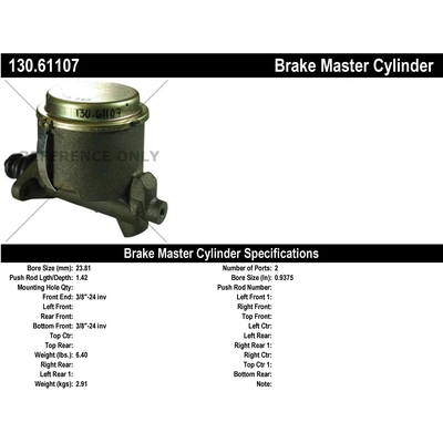 New Master Cylinder by CENTRIC PARTS - 130.61107 pa1