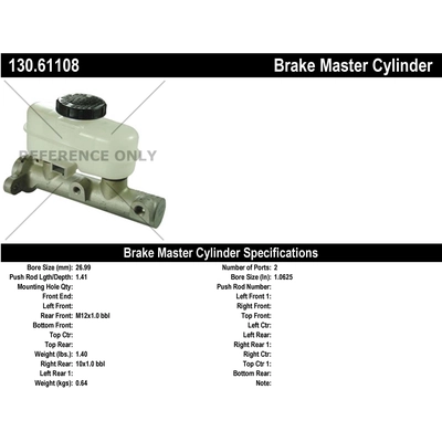 New Master Cylinder by CENTRIC PARTS - 130.61108 pa1