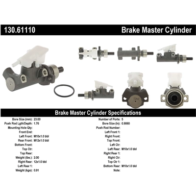 New Master Cylinder by CENTRIC PARTS - 130.61110 pa6
