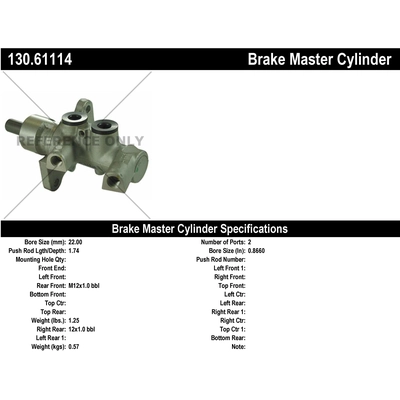 New Master Cylinder by CENTRIC PARTS - 130.61114 pa1