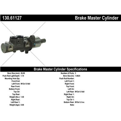 New Master Cylinder by CENTRIC PARTS - 130.61127 pa1