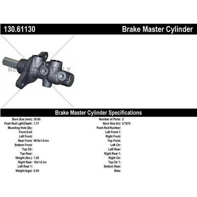 New Master Cylinder by CENTRIC PARTS - 130.61130 pa1