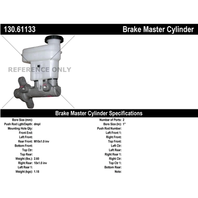 New Master Cylinder by CENTRIC PARTS - 130.61133 pa1