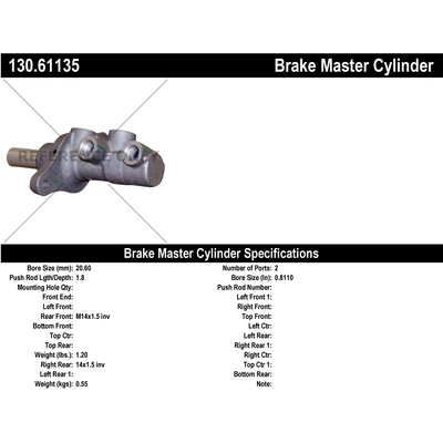 New Master Cylinder by CENTRIC PARTS - 130.61135 pa1