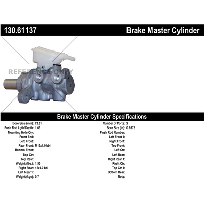 New Master Cylinder by CENTRIC PARTS - 130.61137 pa2