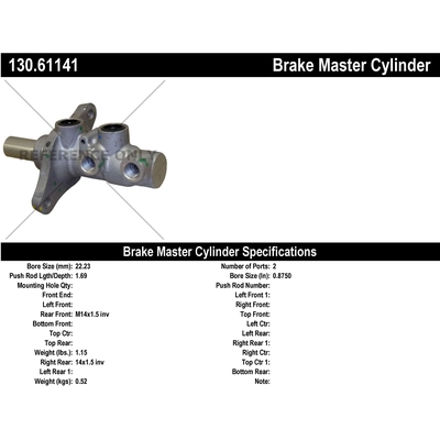 New Master Cylinder by CENTRIC PARTS - 130.61141 pa1