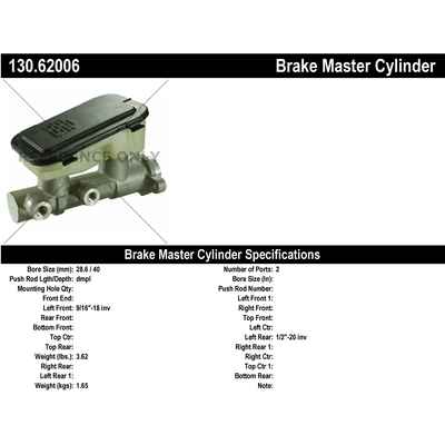 New Master Cylinder by CENTRIC PARTS - 130.62006 pa1