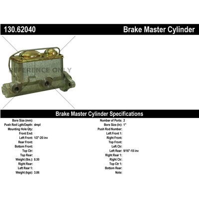 New Master Cylinder by CENTRIC PARTS - 130.62040 pa1