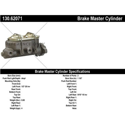 New Master Cylinder by CENTRIC PARTS - 130.62071 pa1