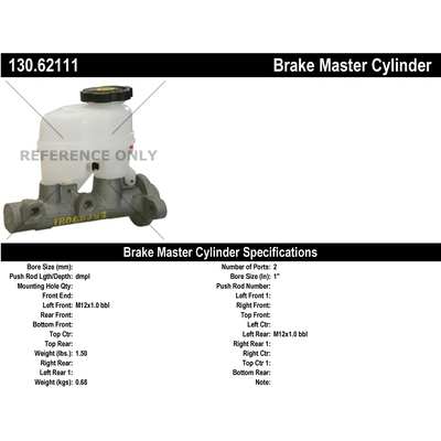 New Master Cylinder by CENTRIC PARTS - 130.62111 pa1