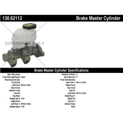 New Master Cylinder by CENTRIC PARTS - 130.62112 pa1