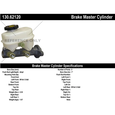 New Master Cylinder by CENTRIC PARTS - 130.62120 pa1