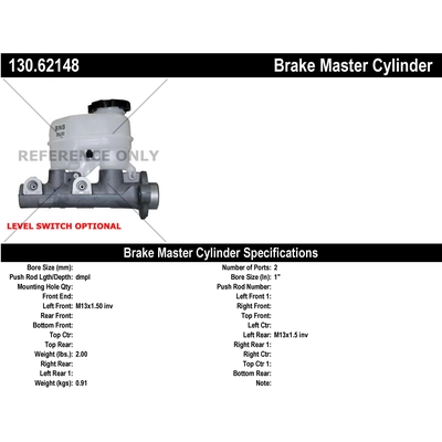 New Master Cylinder by CENTRIC PARTS - 130.62148 pa1