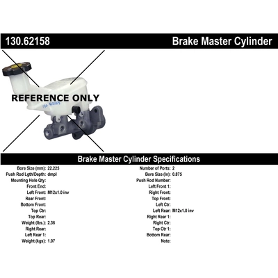 New Master Cylinder by CENTRIC PARTS - 130.62158 pa1
