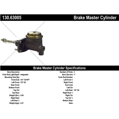 New Master Cylinder by CENTRIC PARTS - 130.63005 pa1