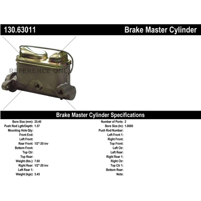New Master Cylinder by CENTRIC PARTS - 130.63011 pa1