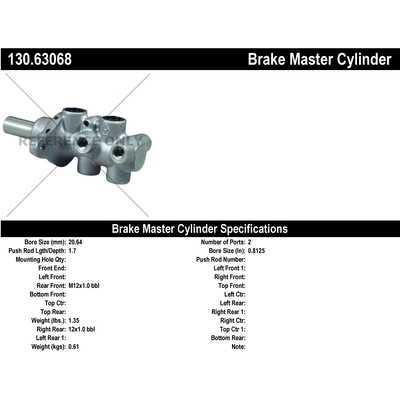 New Master Cylinder by CENTRIC PARTS - 130.63068 pa1