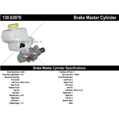New Master Cylinder by CENTRIC PARTS - 130.63076 pa1