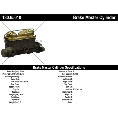 New Master Cylinder by CENTRIC PARTS - 130.65010 pa1