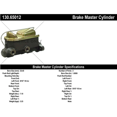 New Master Cylinder by CENTRIC PARTS - 130.65012 pa1