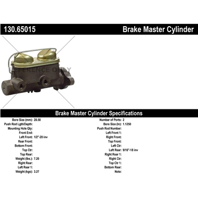 New Master Cylinder by CENTRIC PARTS - 130.65015 pa1