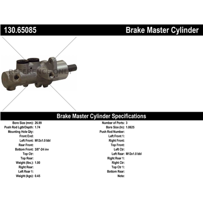 New Master Cylinder by CENTRIC PARTS - 130.65085 pa1